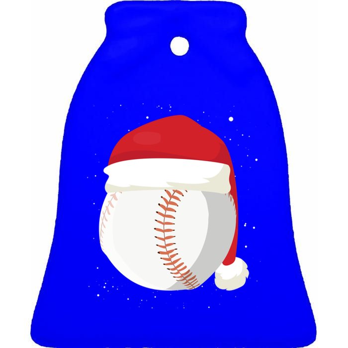 Christmas Baseball Ball Santa Claus Hat Xmas Catcher Pitcher Gift Ceramic Bell Ornament