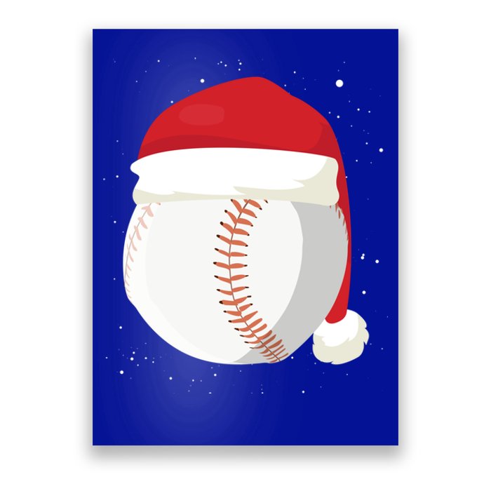 Christmas Baseball Ball Santa Claus Hat Xmas Catcher Pitcher Gift Poster