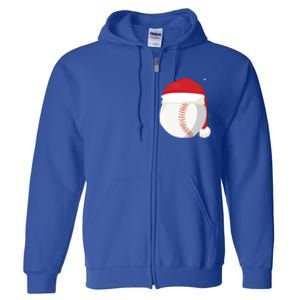 Christmas Baseball Ball Santa Claus Hat Xmas Catcher Pitcher Gift Full Zip Hoodie