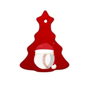 Christmas Baseball Ball Santa Claus Hat Xmas Catcher Pitcher Gift Ceramic Tree Ornament