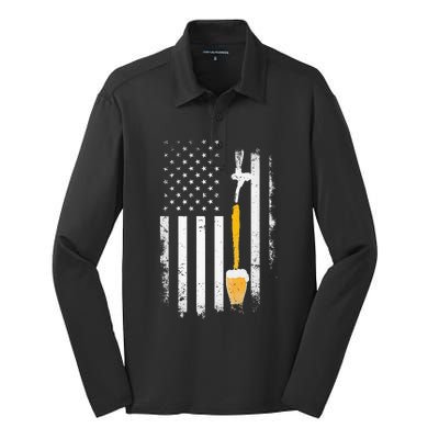 Craft Beer Brewing Usa Us American Flag Craft Brewery Brewer Silk Touch Performance Long Sleeve Polo