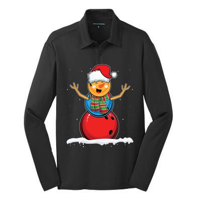 Christmas Bowling Ball Snow Xmas Santa Bowling Lover Cool Gift Silk Touch Performance Long Sleeve Polo