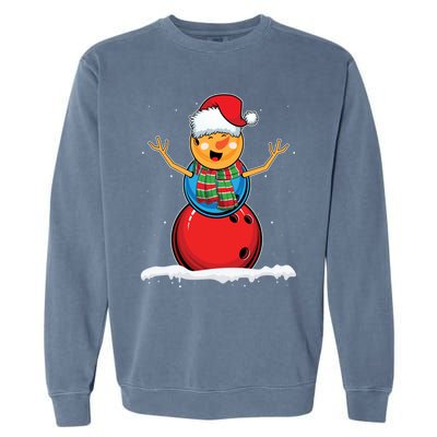 Christmas Bowling Ball Snow Xmas Santa Bowling Lover Cool Gift Garment-Dyed Sweatshirt