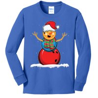 Christmas Bowling Ball Snow Xmas Santa Bowling Lover Cool Gift Kids Long Sleeve Shirt