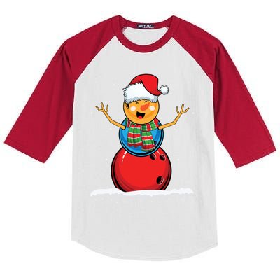 Christmas Bowling Ball Snow Xmas Santa Bowling Lover Cool Gift Kids Colorblock Raglan Jersey