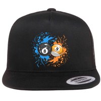 Cool Billiard Balls For 8 Ball And 9ball Player Gift Flat Bill Trucker Hat
