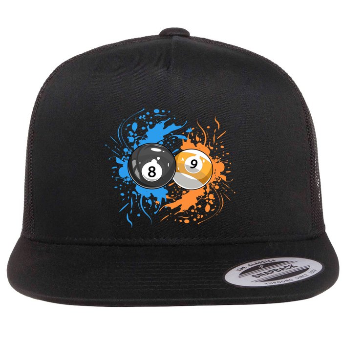 Cool Billiard Balls For 8 Ball And 9ball Player Gift Flat Bill Trucker Hat