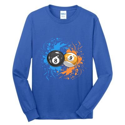 Cool Billiard Balls For 8 Ball And 9ball Player Gift Tall Long Sleeve T-Shirt