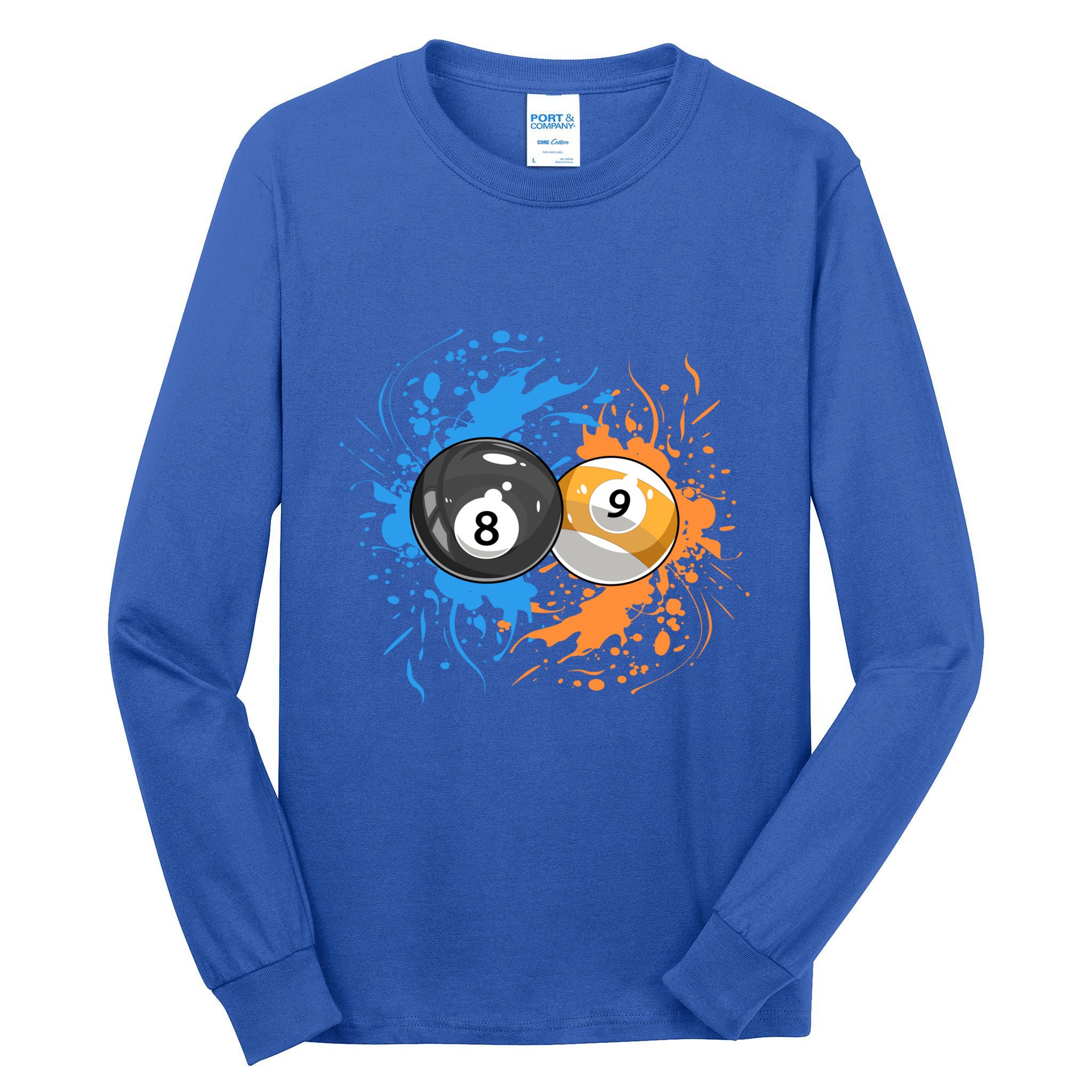 Cool Billiard Balls For 8 Ball And 9ball Player Gift Tall Long Sleeve T-Shirt