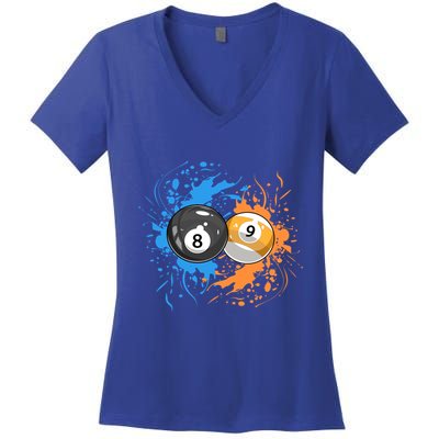 Cool Billiard Balls For 8 Ball And 9ball Player Gift Women's V-Neck T-Shirt