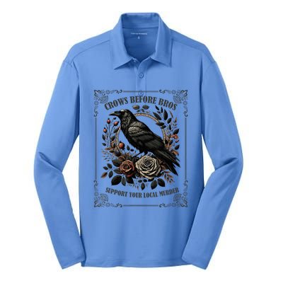 Crows Before Bros Support Your Local Murder Silk Touch Performance Long Sleeve Polo