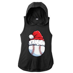 Christmas Baseball Ball Santa Hat Xmas Catcher Pitcher Cute Gift Ladies PosiCharge Tri-Blend Wicking Draft Hoodie Tank