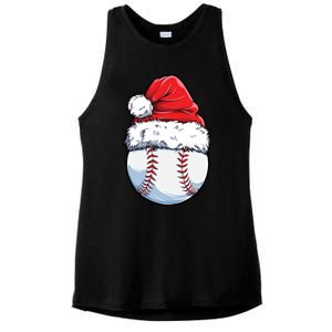 Christmas Baseball Ball Santa Hat Xmas Catcher Pitcher Cute Gift Ladies PosiCharge Tri-Blend Wicking Tank