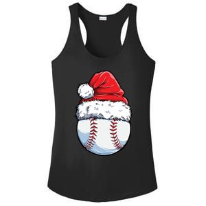 Christmas Baseball Ball Santa Hat Xmas Catcher Pitcher Cute Gift Ladies PosiCharge Competitor Racerback Tank