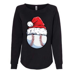 Christmas Baseball Ball Santa Hat Xmas Catcher Pitcher Cute Gift Womens California Wash Sweatshirt