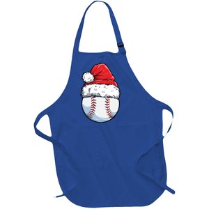 Christmas Baseball Ball Santa Hat Xmas Catcher Pitcher Cute Gift Full-Length Apron With Pockets