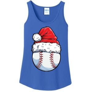 Christmas Baseball Ball Santa Hat Xmas Catcher Pitcher Cute Gift Ladies Essential Tank