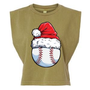 Christmas Baseball Ball Santa Hat Xmas Catcher Pitcher Cute Gift Garment-Dyed Women's Muscle Tee