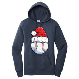 Christmas Baseball Ball Santa Hat Xmas Catcher Pitcher Cute Gift Women's Pullover Hoodie