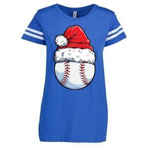 Christmas Baseball Ball Santa Hat Xmas Catcher Pitcher Cute Gift Enza Ladies Jersey Football T-Shirt