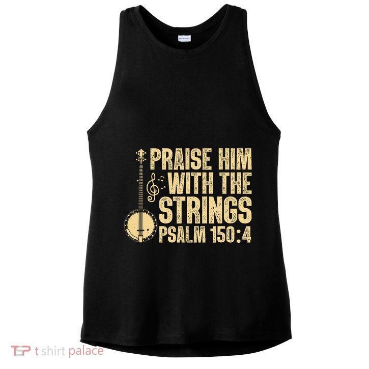 Cool Banjo Bluegrass Music Art Worship Leader Ladies PosiCharge Tri-Blend Wicking Tank