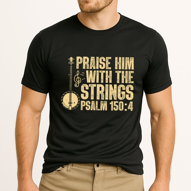 Cool Banjo Bluegrass Music Art Worship Leader Cooling Performance Crew T-Shirt