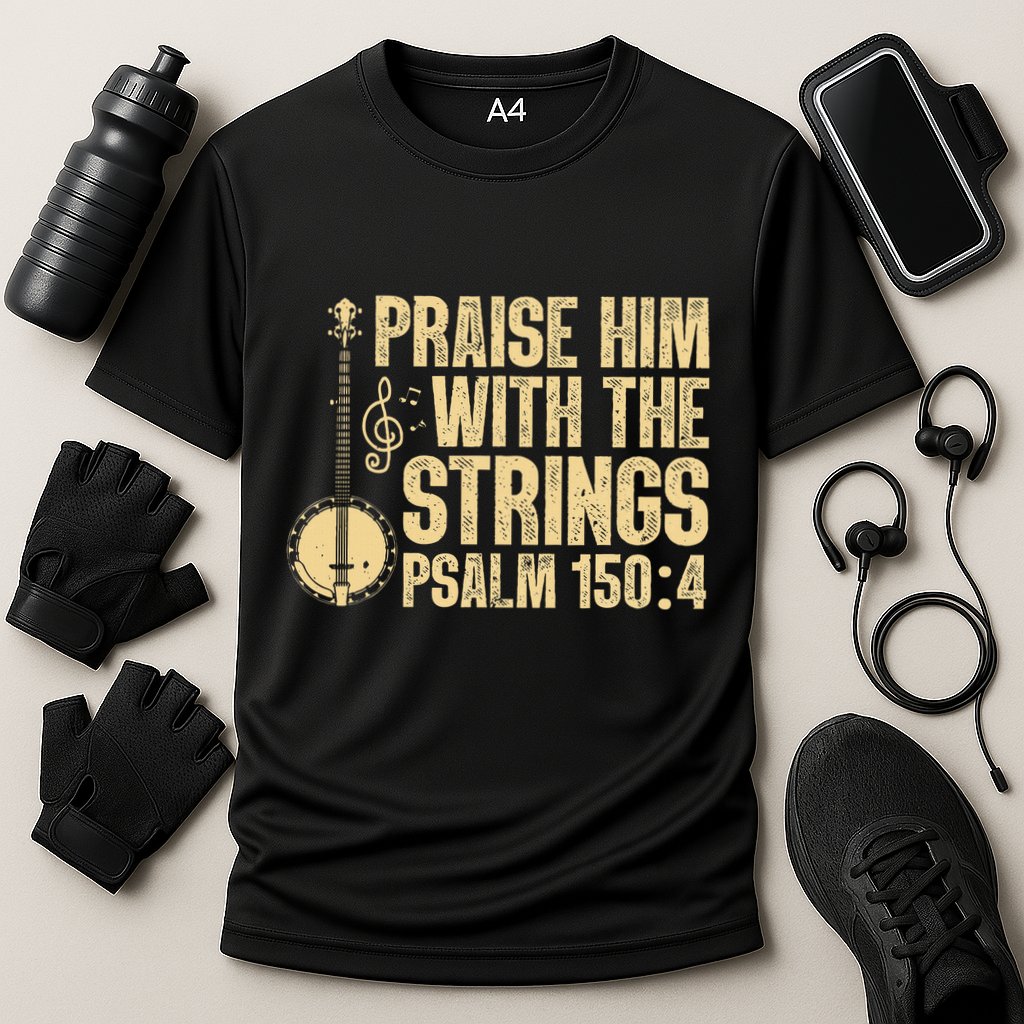 Cool Banjo Bluegrass Music Art Worship Leader Cooling Performance Crew T-Shirt