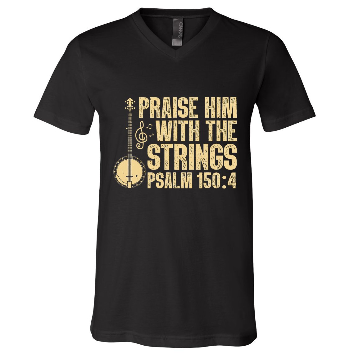 Cool Banjo Bluegrass Music Art Worship Leader V-Neck T-Shirt