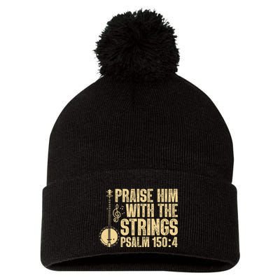 Cool Banjo Bluegrass Music Art Worship Leader Pom Pom 12in Knit Beanie