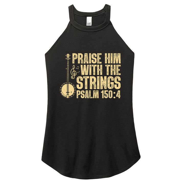 Cool Banjo Bluegrass Music Art Worship Leader Women's Perfect Tri Rocker Tank