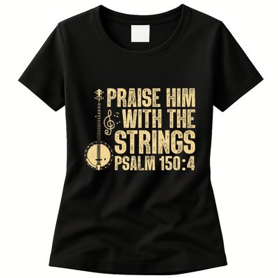 Cool Banjo Bluegrass Music Art Worship Leader Womens T-Shirt