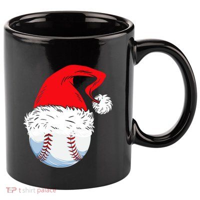 Christmas Baseball Ball Santa Hat Xmas Catcher Great Gift 11oz C Handle Ceramic Mug
