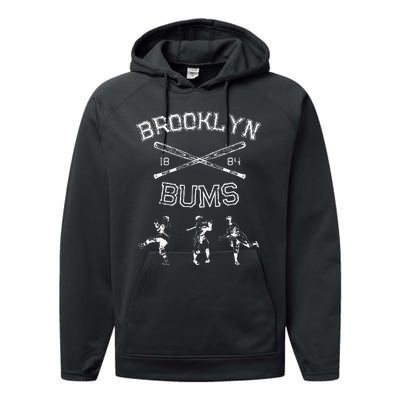 Classic Brooklyn Bums New York Baseball Fan Retro Vintage Performance Fleece Hoodie