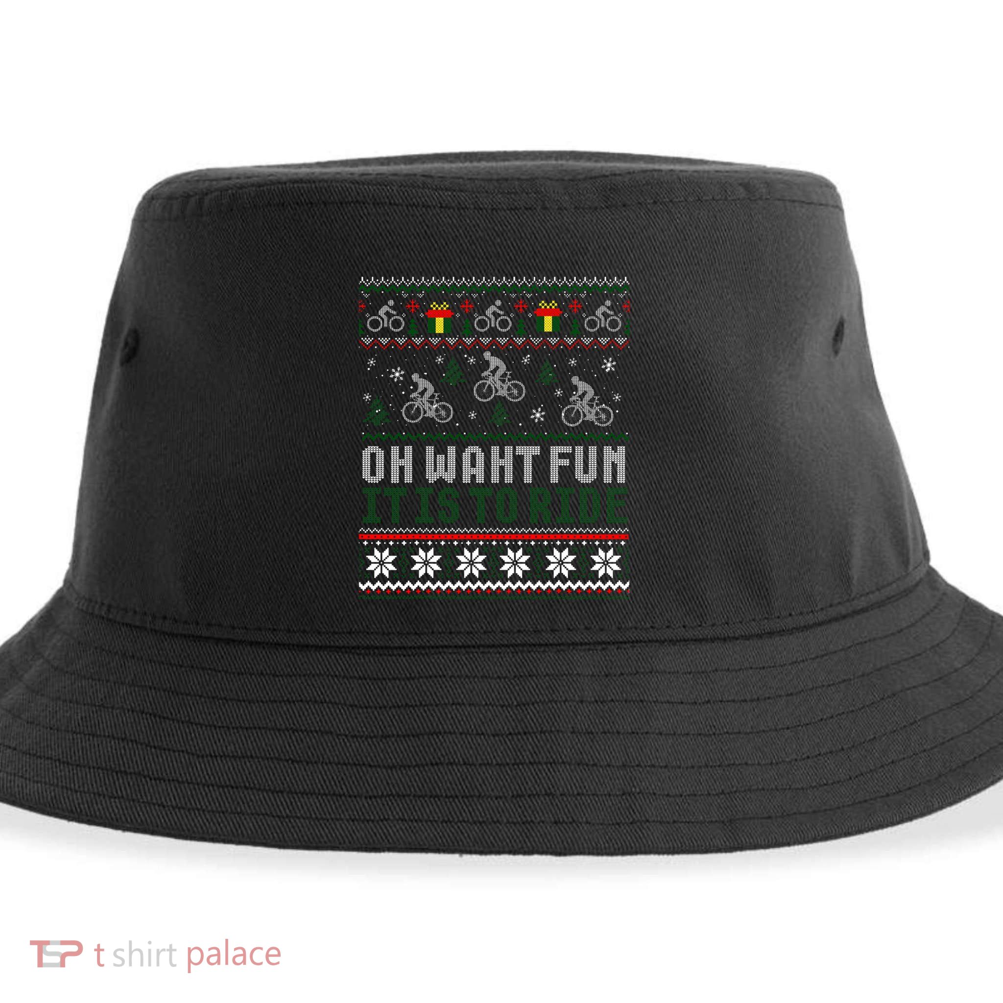 Cycling Bicycle Bike Cyclist Ugly Christmas Xmas Sweater Sustainable Bucket Hat