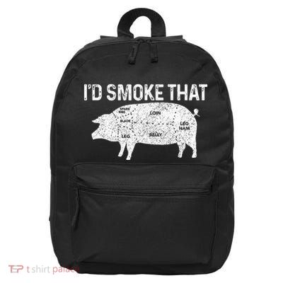 Chef Butcher Bbq ID Smoke That Pig Pork Funny FatherS Day 16 in Basic Backpack