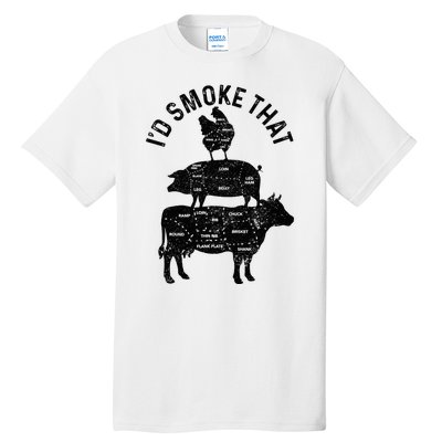 Chef Butcher Bbq ID Smoke That Pork Beef Funny FatherS Day Tall T-Shirt