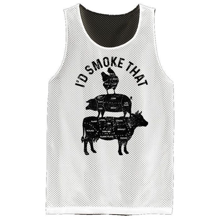 Chef Butcher Bbq ID Smoke That Pork Beef Funny FatherS Day Mesh Reversible Basketball Jersey Tank