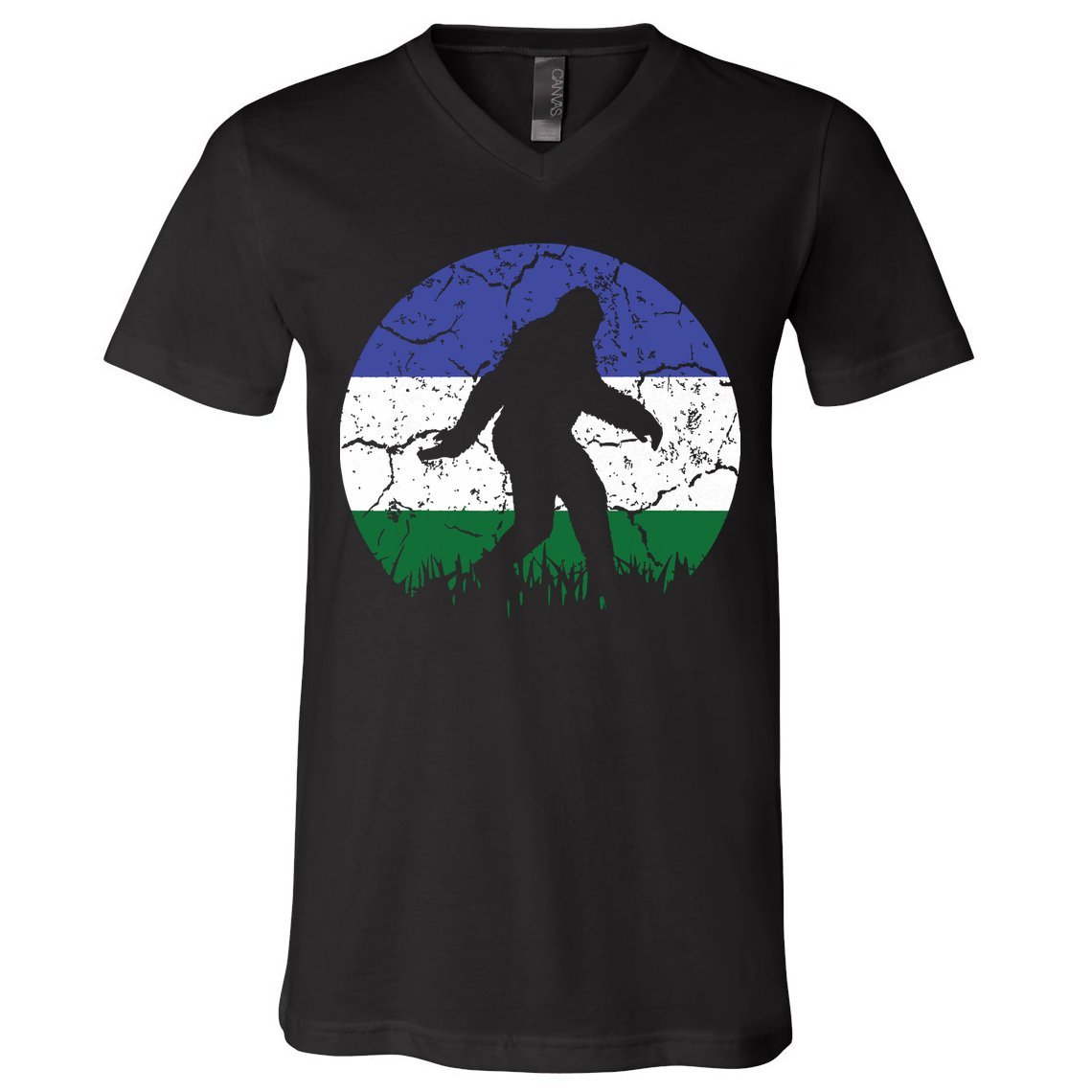Cascadia Bioregion Bigfoot Flag Independence Vintage V-Neck T-Shirt