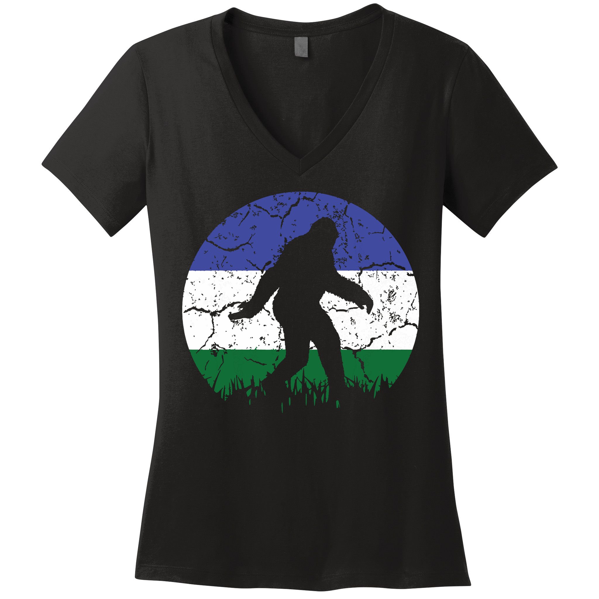 Cascadia Bioregion Bigfoot Flag Independence Vintage Women's V-Neck T-Shirt