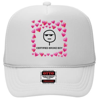 Certified Broke Boy Meme High Crown Mesh Back Trucker Hat