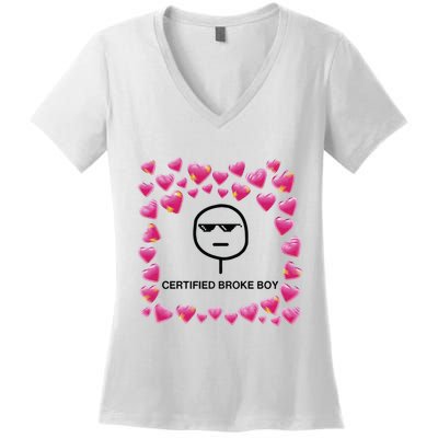 Certified Broke Boy Meme Women's V-Neck T-Shirt