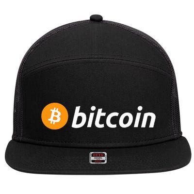 Cryptocurrency Blockchain Bitcoin Logo Crypto Bitcoin Orange 7 Panel Mesh Trucker Snapback Hat
