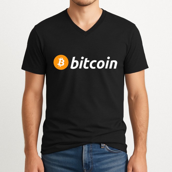 Cryptocurrency Blockchain Bitcoin Logo Crypto Bitcoin Orange V-Neck T-Shirt