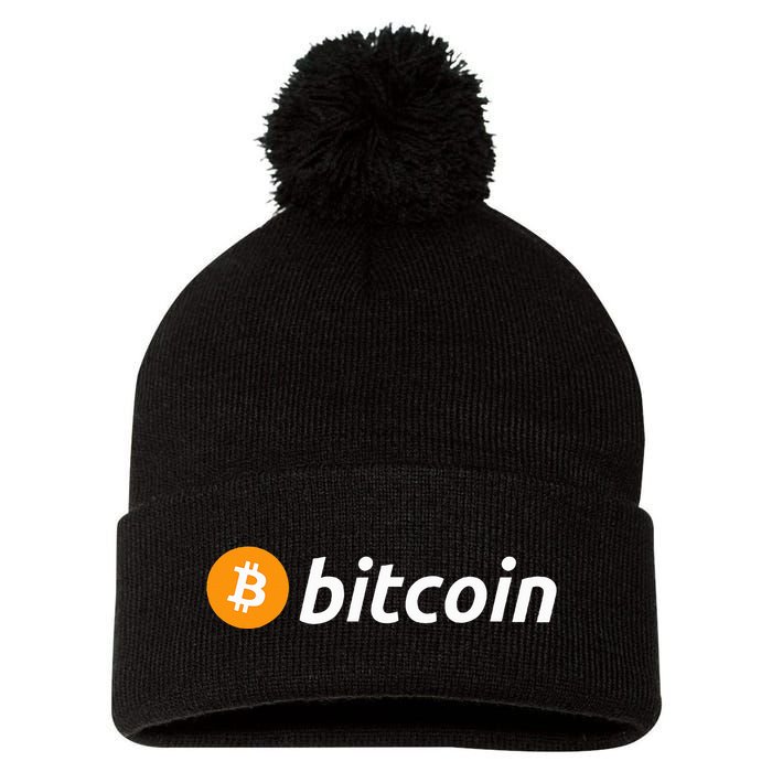 Cryptocurrency Blockchain Bitcoin Logo Crypto Bitcoin Orange Pom Pom 12in Knit Beanie