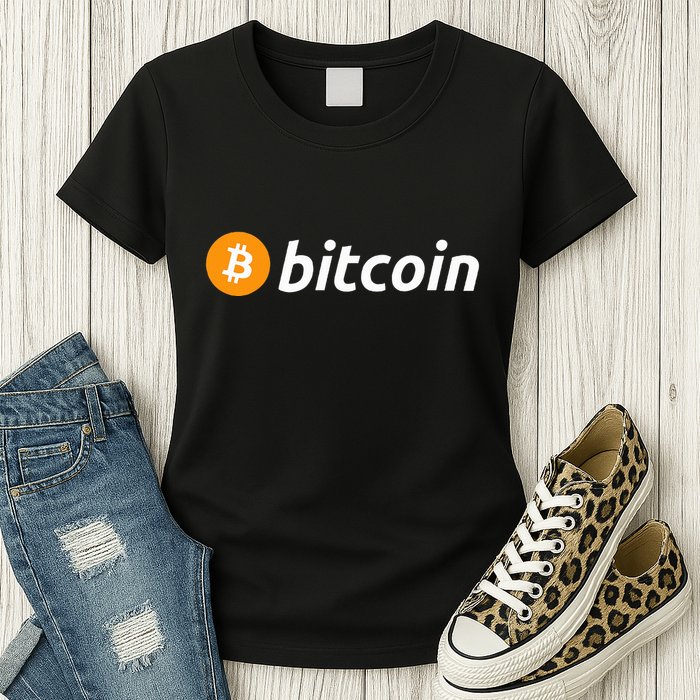Cryptocurrency Blockchain Bitcoin Logo Crypto Bitcoin Orange Womens T-Shirt