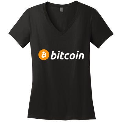 Cryptocurrency Blockchain Bitcoin Logo Crypto Bitcoin Orange Women's V-Neck T-Shirt