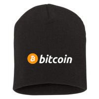 Cryptocurrency Blockchain Bitcoin Logo Crypto Bitcoin Orange Short Acrylic Beanie