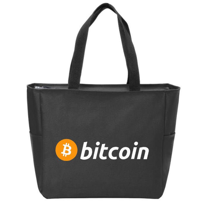 Cryptocurrency Blockchain Bitcoin Logo Crypto Bitcoin Orange Zip Tote Bag