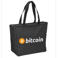 Cryptocurrency Blockchain Bitcoin Logo Crypto Bitcoin Orange Zip Tote Bag