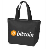 Cryptocurrency Blockchain Bitcoin Logo Crypto Bitcoin Orange Zip Tote Bag